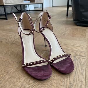 Marc Fisher Maroon and Gold Studded Heels